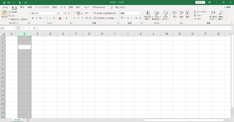 Excelで列全体を選択するショートカットキー